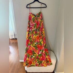 NWT Velvet by Graham & Spencer Kayla Colorful Floral Tie Back Dress Maxi